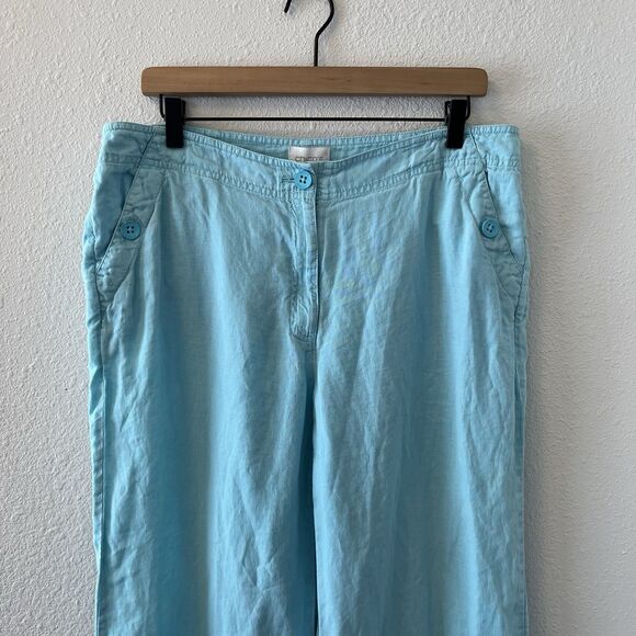 Chicos Women's Pants Size 1.5 Linen Sky Blue Relaxed Lagenlook Wide Leg Beachy - Picture 6 of 16